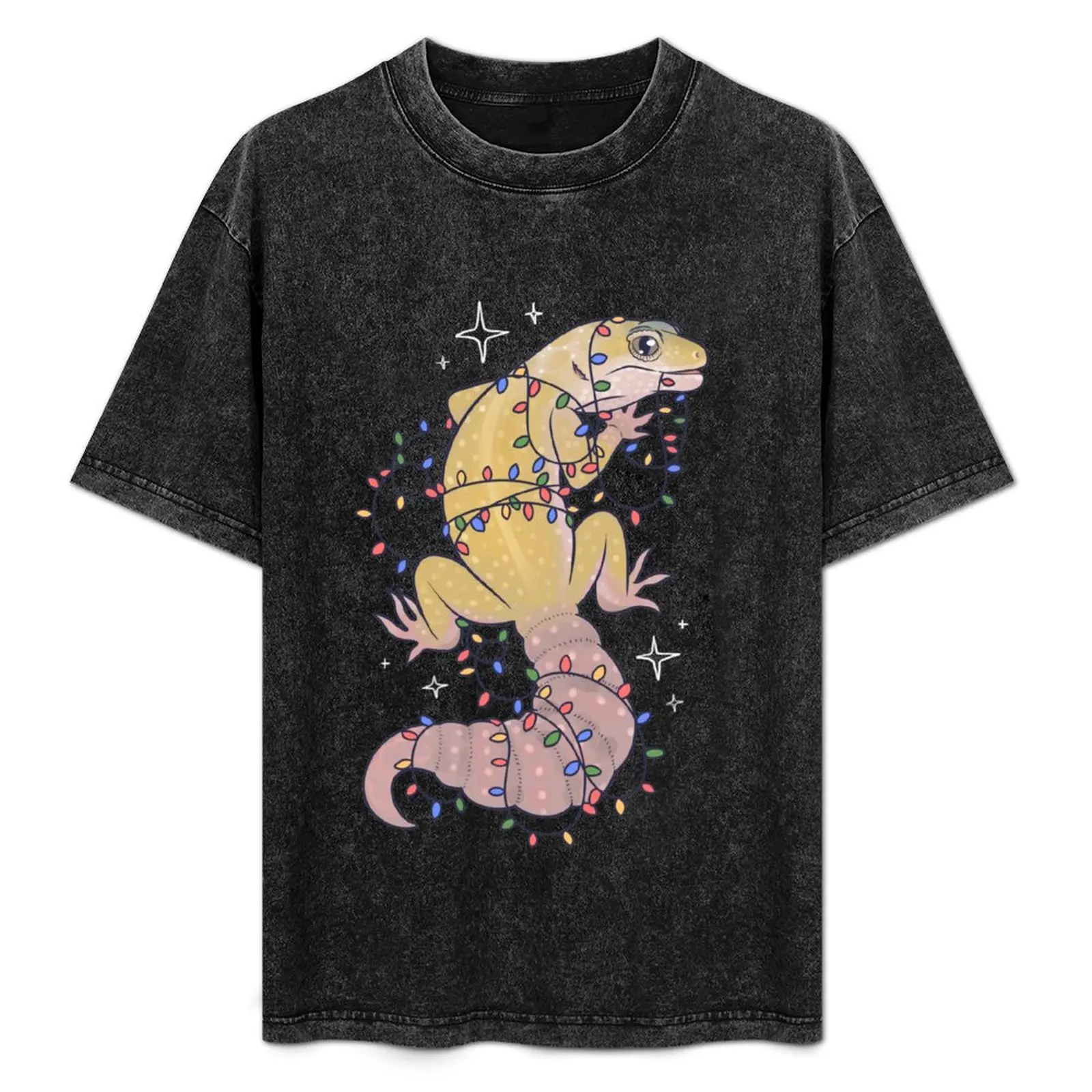 

Leopard Gecko and Holiday Lights T-Shirt blacks for a boy funny costumes sweat shirts, men