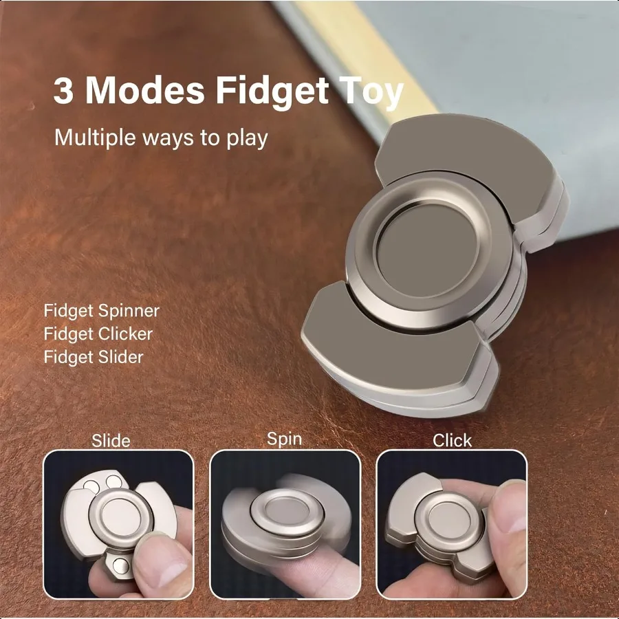 3 in 1 Fidget Toys per adulti Metallo Fidget Spinner Slider Haptic Slide Clicker Cool Fidget Spinner Giocattoli da scrivania per alleviare l'ansia