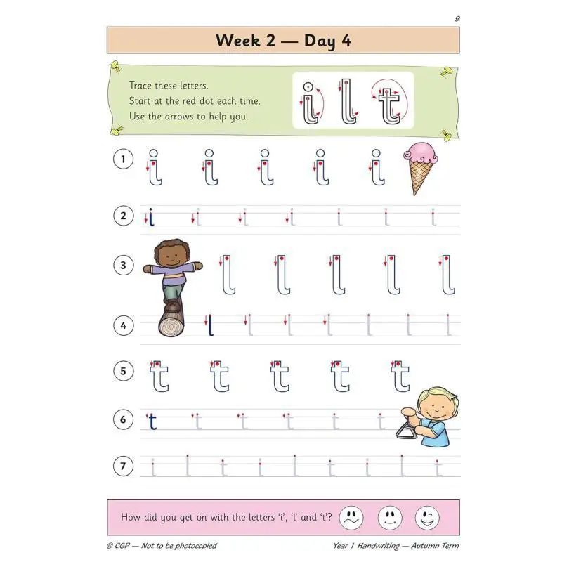 หนังสือฝึกเขียนภาษาอังกฤษแบบใหม่ KS1 ปีที่ 1 ภาคเรียนที่ 1 สำนักพิมพ์ CGP กลุ่มการประสานงานการพิมพ์ 9781789085426