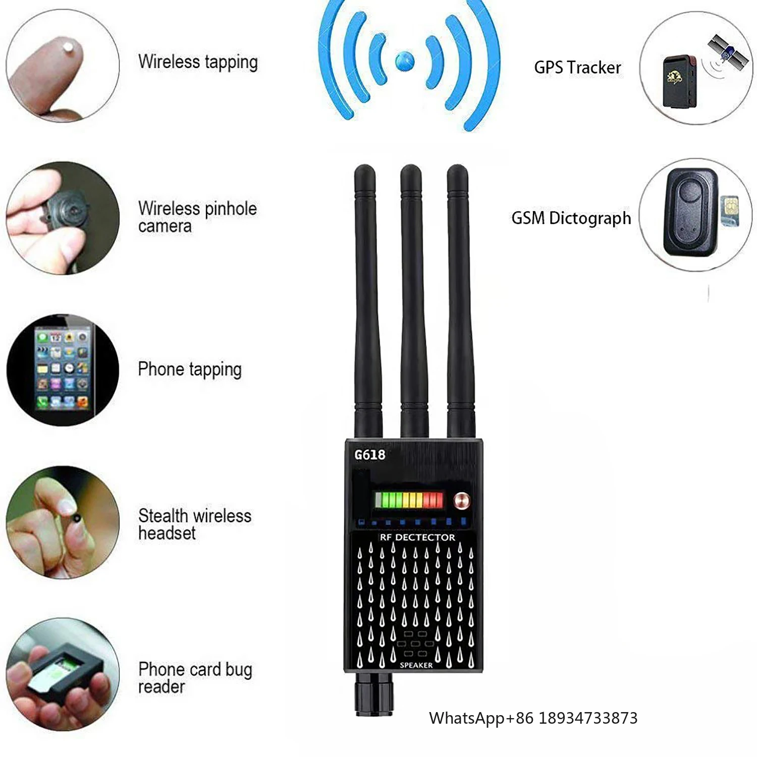 

Ultra-high Sensitivity Professional WiFi Camera Detector Portable G618 GPS Wireless Camera Signal Detector for Indoor