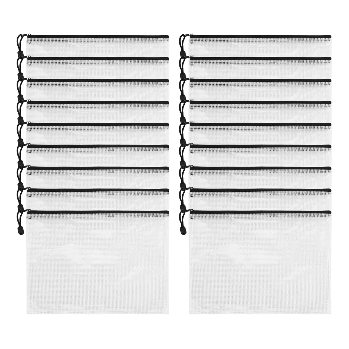 حقيبة مستندات مقاومة للماء بسحاب ، حقيبة مستندات A4 ، لوازم مدرسية ومكتبية ، تخزين منظم بغرزة متقاطعة ، 18 عبوة