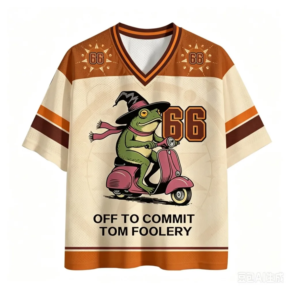 Harajuku Bicycle Frog Pattern 3D Print Sports Quick-drying Breatha Men V-neckT-Shirt Outdoor Street Casual Parent-Child Clothing