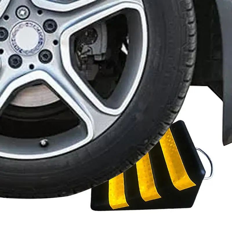 1 Pcs Car Truck Wheel Tire Antislip Chock Stop Lock Slope Anti-slip Black Heavy Duty Rubber Wedge Wheel Chock Front Back Tires