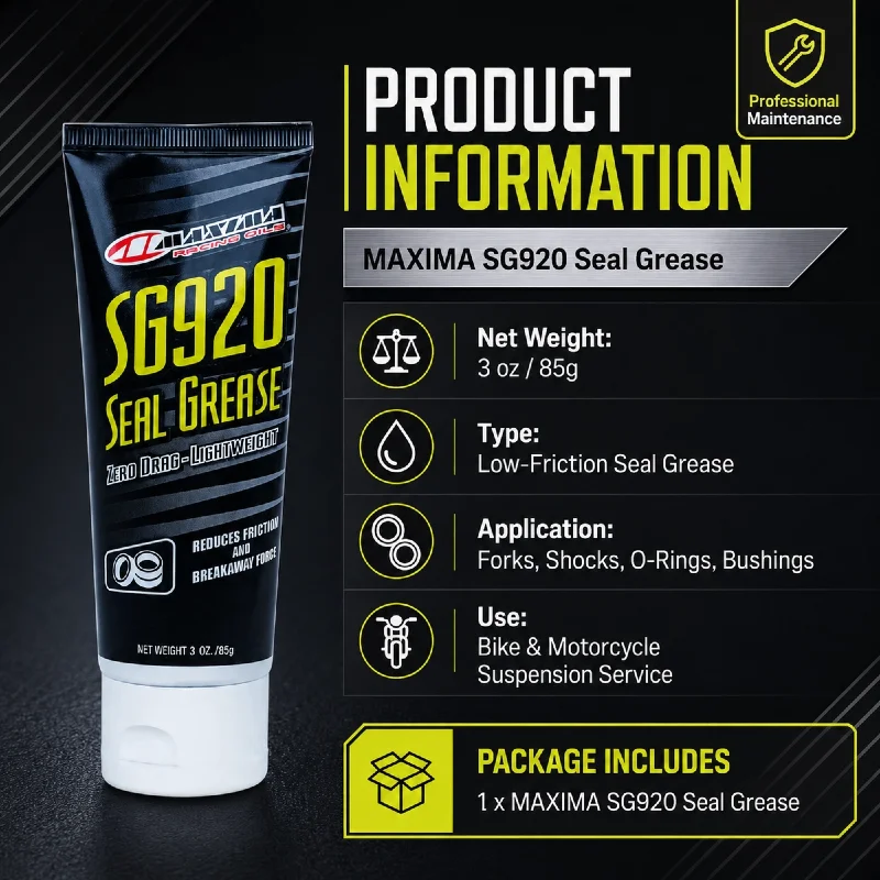 MAXIMA SG920 Seal Grease Low Friction Suspension Grease for Bike Motorcycle Fork Shock O-Ring Bushings 3oz