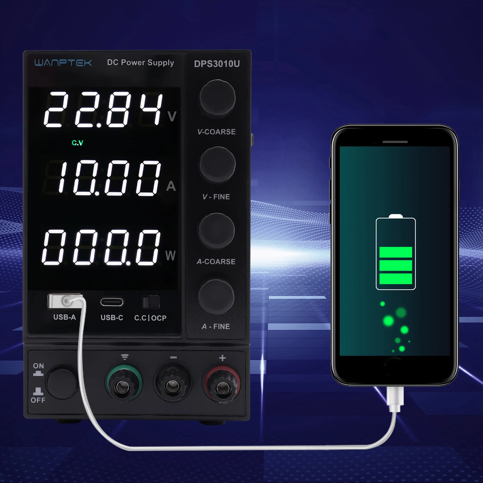 DC Power Supply Adjustable 30/60V 5/10A Variable Switching Bench  Digital LED Display for Lab Repair