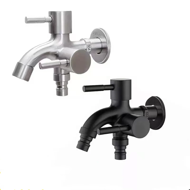 

washing faucet 1pc 304 Stainless Steel Multi Functional Washing Machine, Double Outlet Faucet