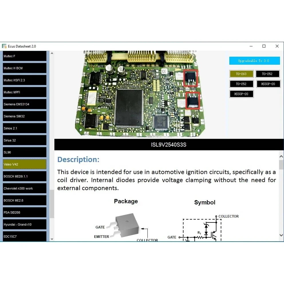 ECUS 데이터 시트 2.0 PCB 회로도, 자동차 ECU 수리 소프트웨어, 자동차 ECU 전자 부품 및 추가 정보 포함