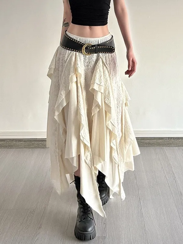 

Сексуальная юбка с асимметричным волнообразным подолом в стиле ретро, со средней талией, из ПВХ-ткани, подходит для женщин, в стиле «летучая мышь»