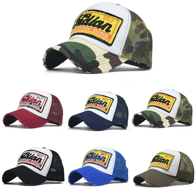 Trucker Hüte Brief atmungsaktive Mesh Hut Western New York Vintage für Männer Frauen Tarnung Baseball Caps Snapback Sommer Papa Hut