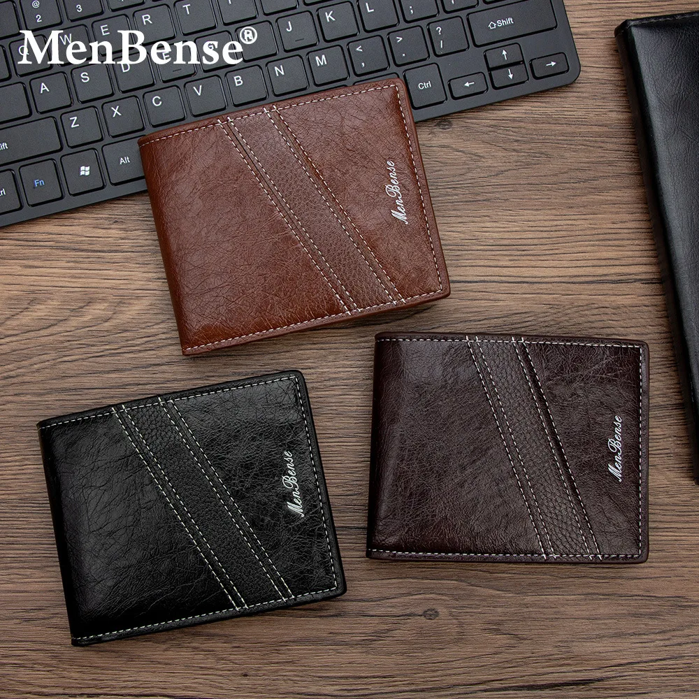 

PU leather men's wallet, short, large-capacity, multi-slot coin bag, spliced portable business wallet