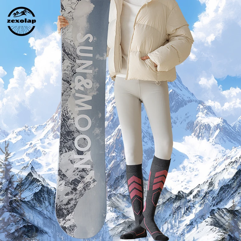 ZEXOLAP chaussettes de Ski en laine mérinos, chaussettes par temps froid pour le snowboard, la neige, l'hiver, chaussettes chaudes thermiques jusqu'aux genoux, la chasse