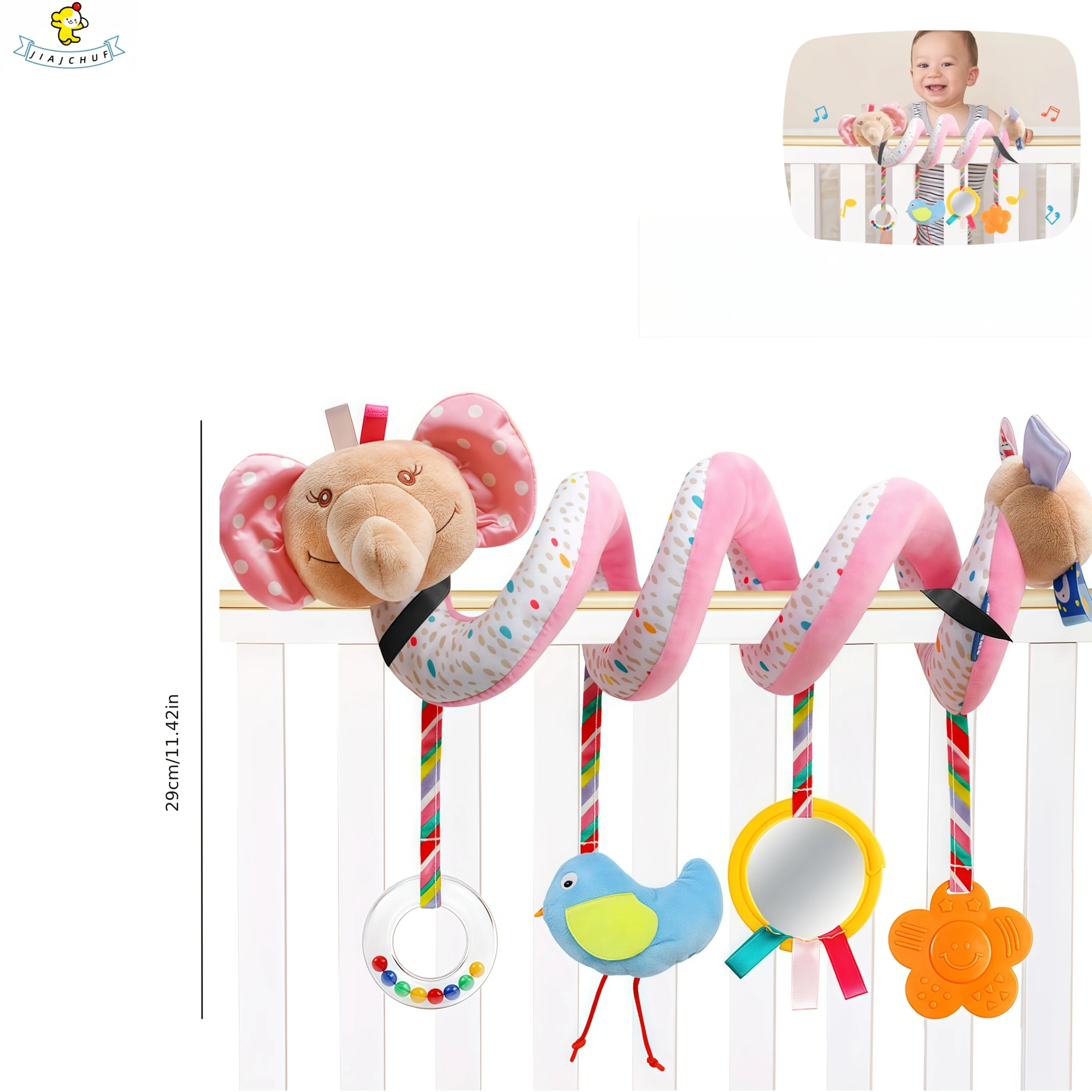 아기 카시트 장난감 귀여운 동물 & 음악 디자인, 걸이형 장난감 포함, 유모차 액세서리, 재미있는 디자인, 견고한 구조
