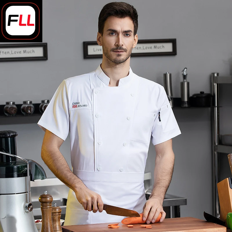 Uniforme de trabajo de manga corta para chef para hombres en hoteles, restaurantes, establecimientos gastronómicos de alta gama, comedores y panaderías, verano