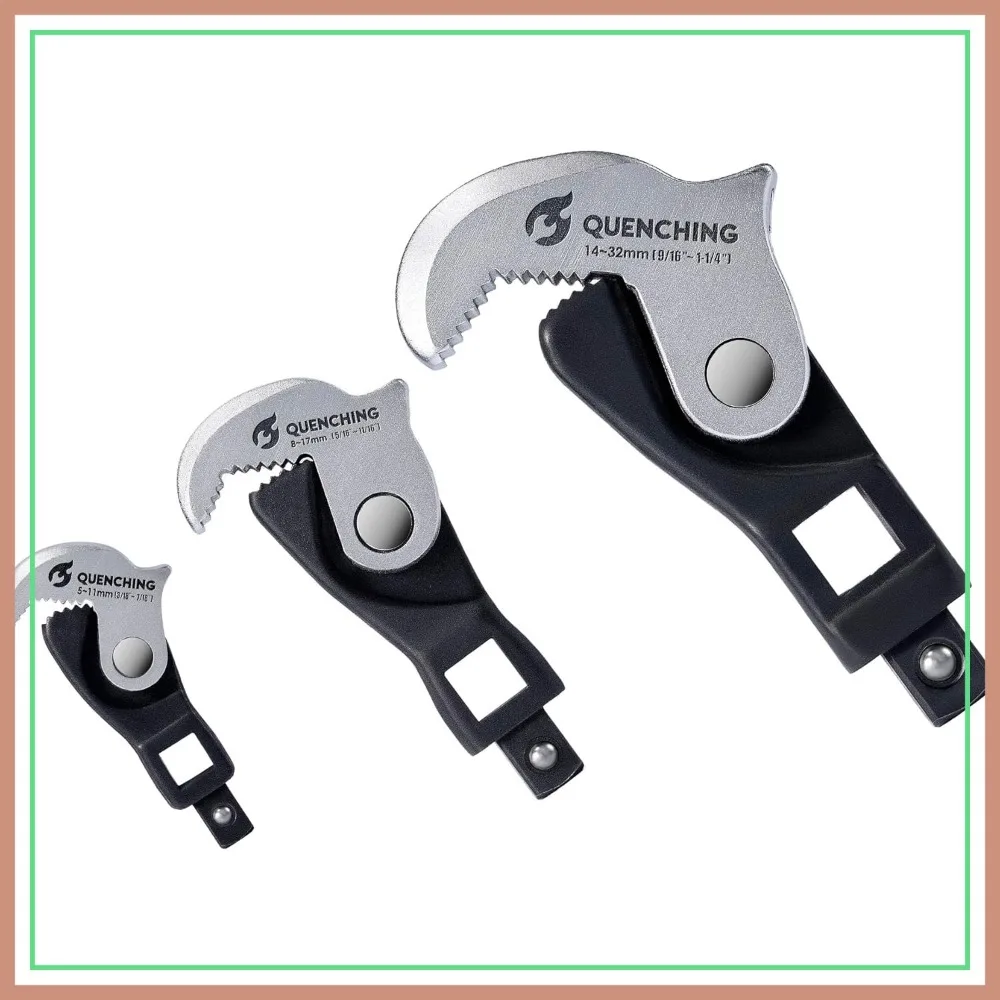 

Self-Adjusting Crowfoot Wrench Set,3-Piece Kit for Automotive Repair,Fits 1/4",3/8",1/2" Drives,5–32mm Range,Spring-Loaded Grip