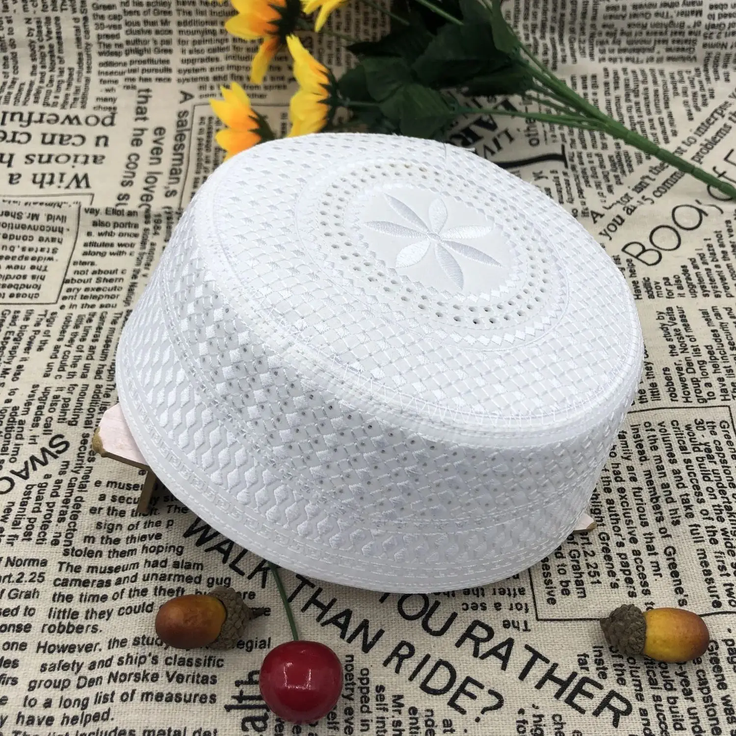 Muslim Caps For Men Clothing Tax Products Turkey Free Shipping Prayer Mesh Jewish Hat Kippa Islamic Kufi Topi White 03273