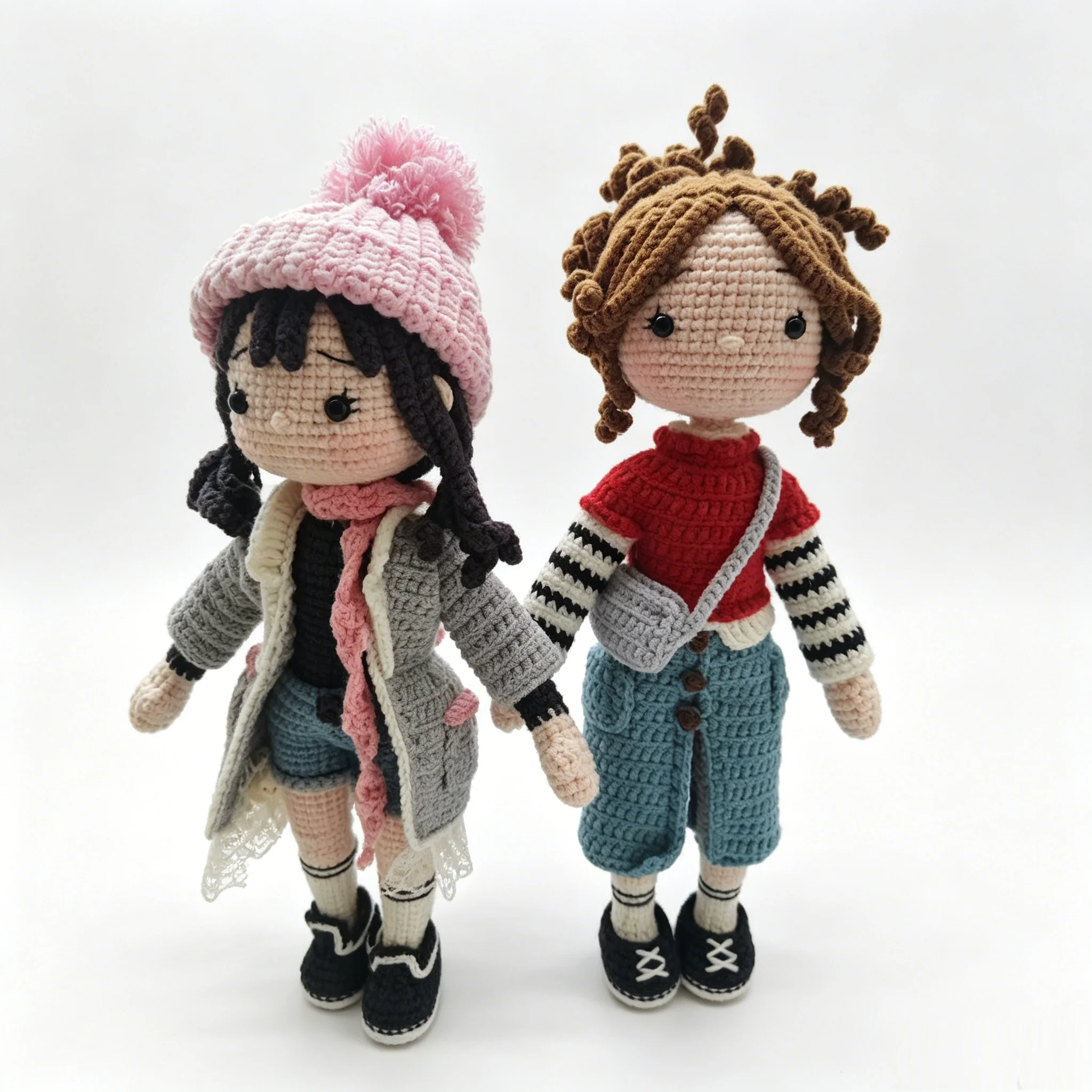 

Handmade Crochet Girl Doll Amigurumi, Fashion Outfit Knitted Stuffed Toy, Kawaii Dress Up Doll Gift for Girls Home Decor Collect