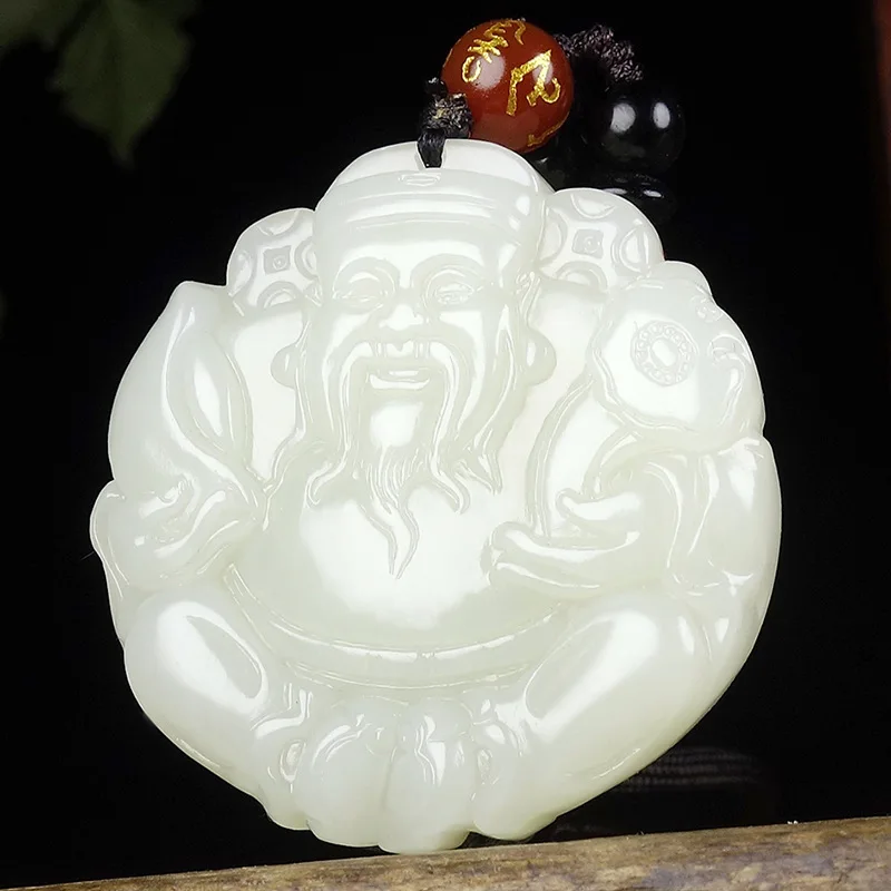 

Ювелирные изделия из натурального нефрита Хэтянь, белый нефрит, Ruyi, нефритовый кулон «Бог богатства»