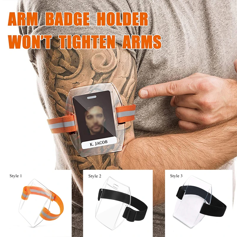 

PVC Waterproof Card Cover Elastic Card Bag Adjustable Arm ID Badge Convenient Wristband Armband Reflective ID Card Holder New