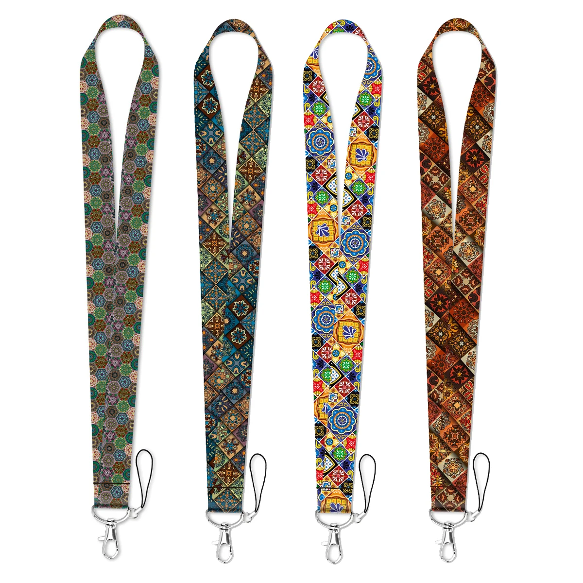 Retro Pattern Neck Strap Keychain Lanyard Credit Card Holders Keycord Key Holder DIY Hanging Rope Neckband Phone Accessories