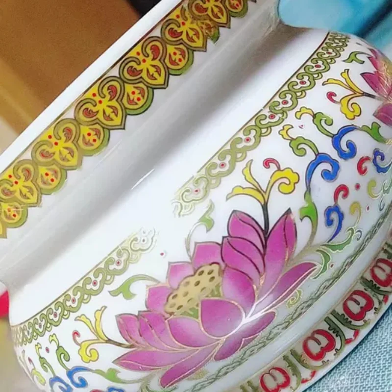 1PCS Ceramic White Lotus Incense Burner Home Offering Incense Burner Heart Sutra Buddha Hall Feng Shui Ornament incensory view 5