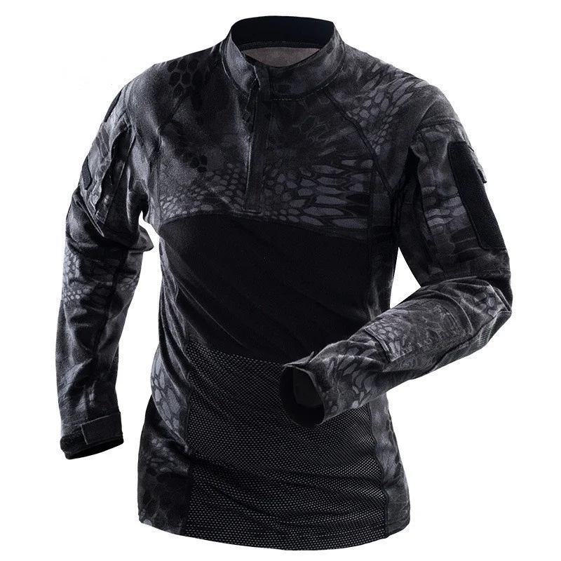 

Spring Cotton Wearproof Long Sleeve Camo Combat Uniform Tops Army Fans Outdoor Sport Climbing Training Breathable Tactical Shirt