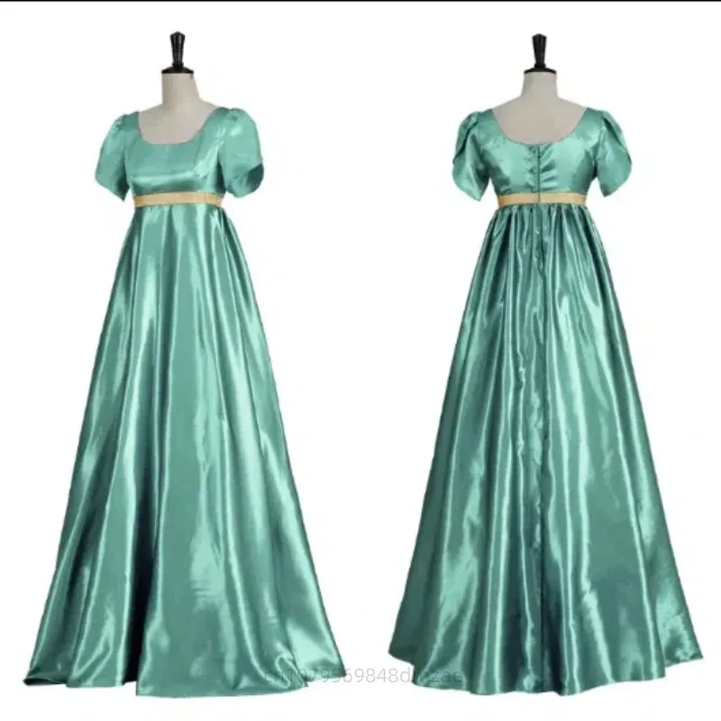 فستان بريدجتون الكلاسيكي التنكري ريجنت فستان حفلة عالي الخصر فستان شاي من العصر الفيكتوري فستان جين أوستن لحفلات العطلات