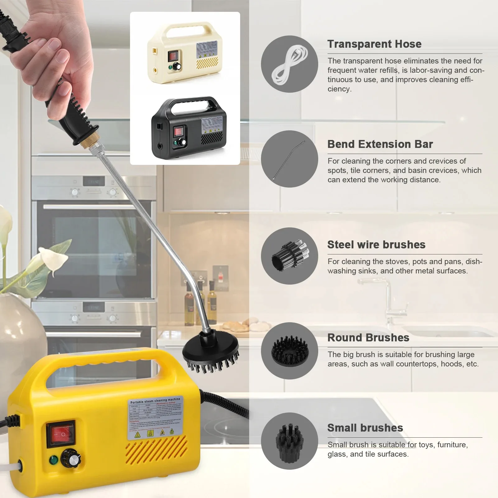 220V EU plug 2600W Household Electric Steam Cleaner 2600W Portable Handheld Steamer Car Kitchen Brush Cleaning Machine