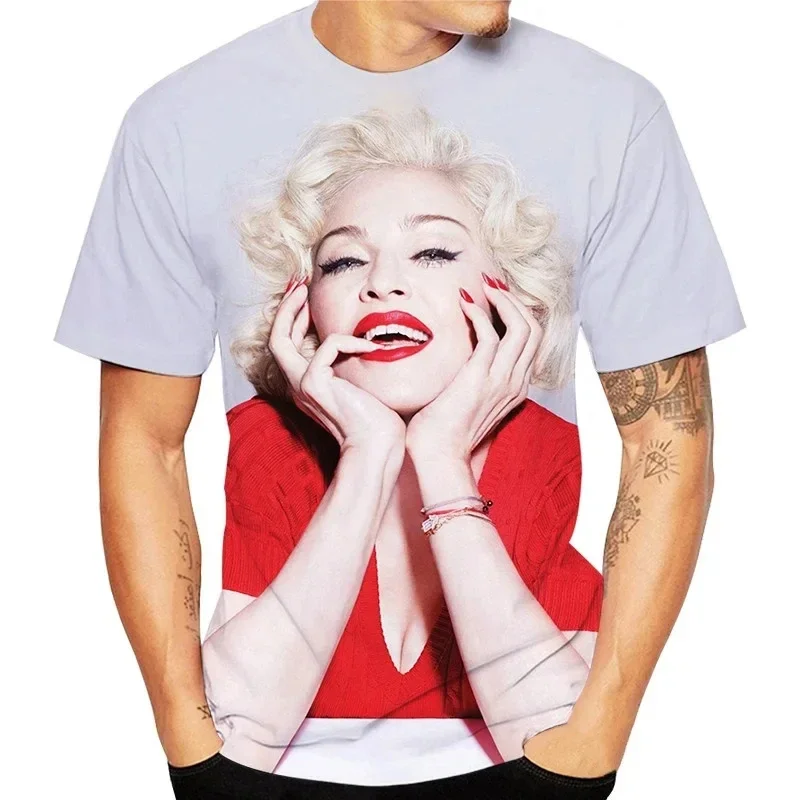Summer New Madonna Print T-Shirt 3D Sexy Girl Pattern Men/Women Short Sleeve Tee Shirt Fashion Personality Streetwear Loose Tops view 4
