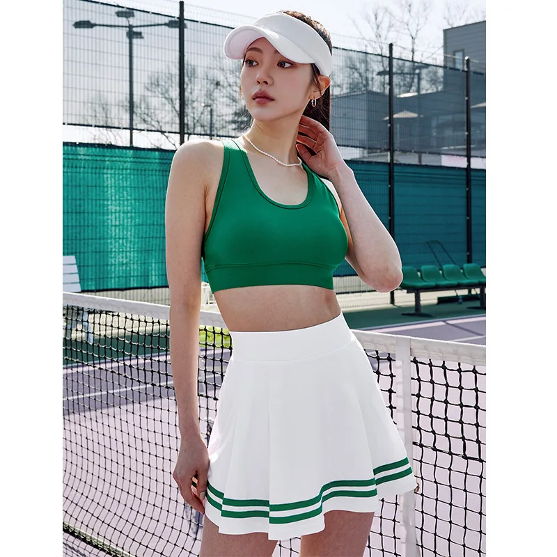 Summer Golf Tennis Skirts with Pocket Shorts Gym Running Pleated Pantskirt Cute Women Sports Fitness High Waist Yoga Skorts