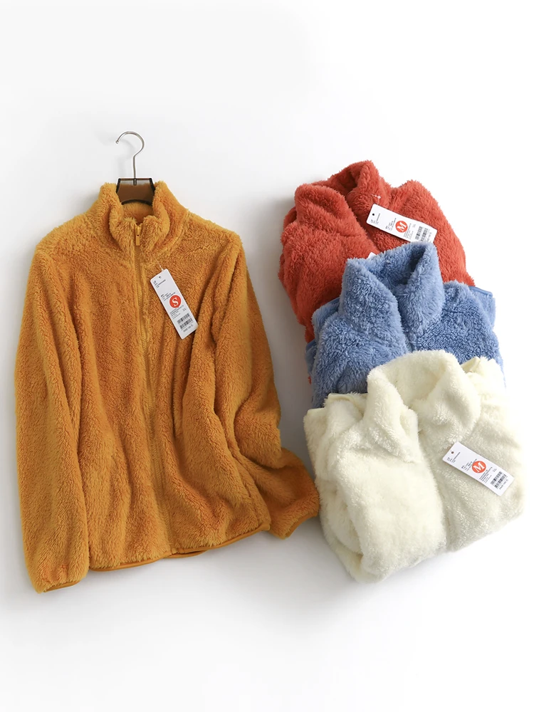 Women's Thickened Fleece Jacket Coral Fleece Anti-Static Warm Outerwear Spring Autumn New Style Zipper Closure Long Sleeve Coat