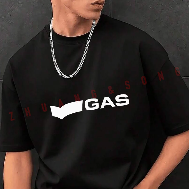 

GAS Letter Pattern Motorcycle Fashion T-shirt Casual Trendy Tshirts For Summer Comfortable Short Sleeve Tops
