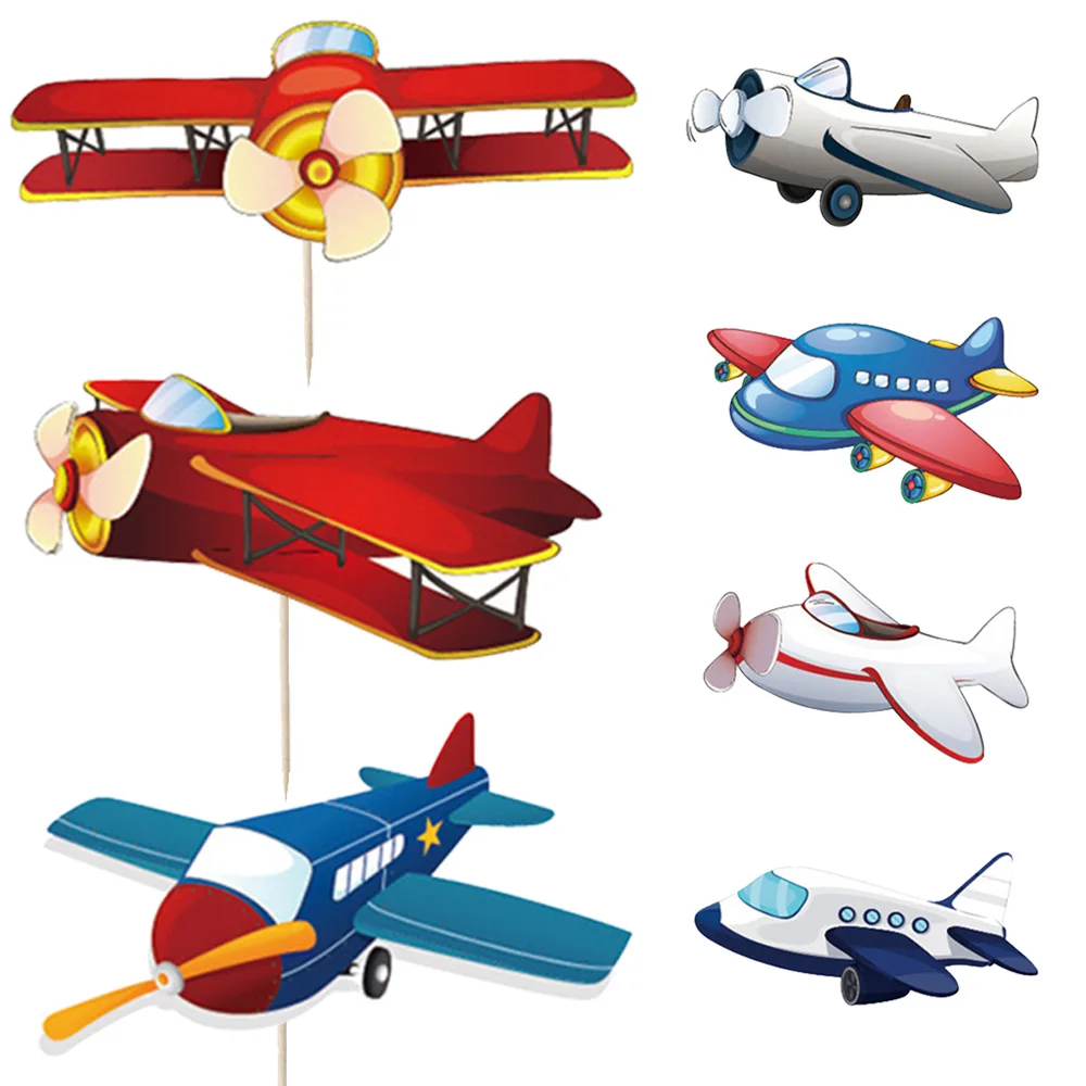 

20Pcs/Set Airplane Birthday Decorations Cupcake Topper Kids Plane Theme Party Supplies Travel Baby Shower Decor