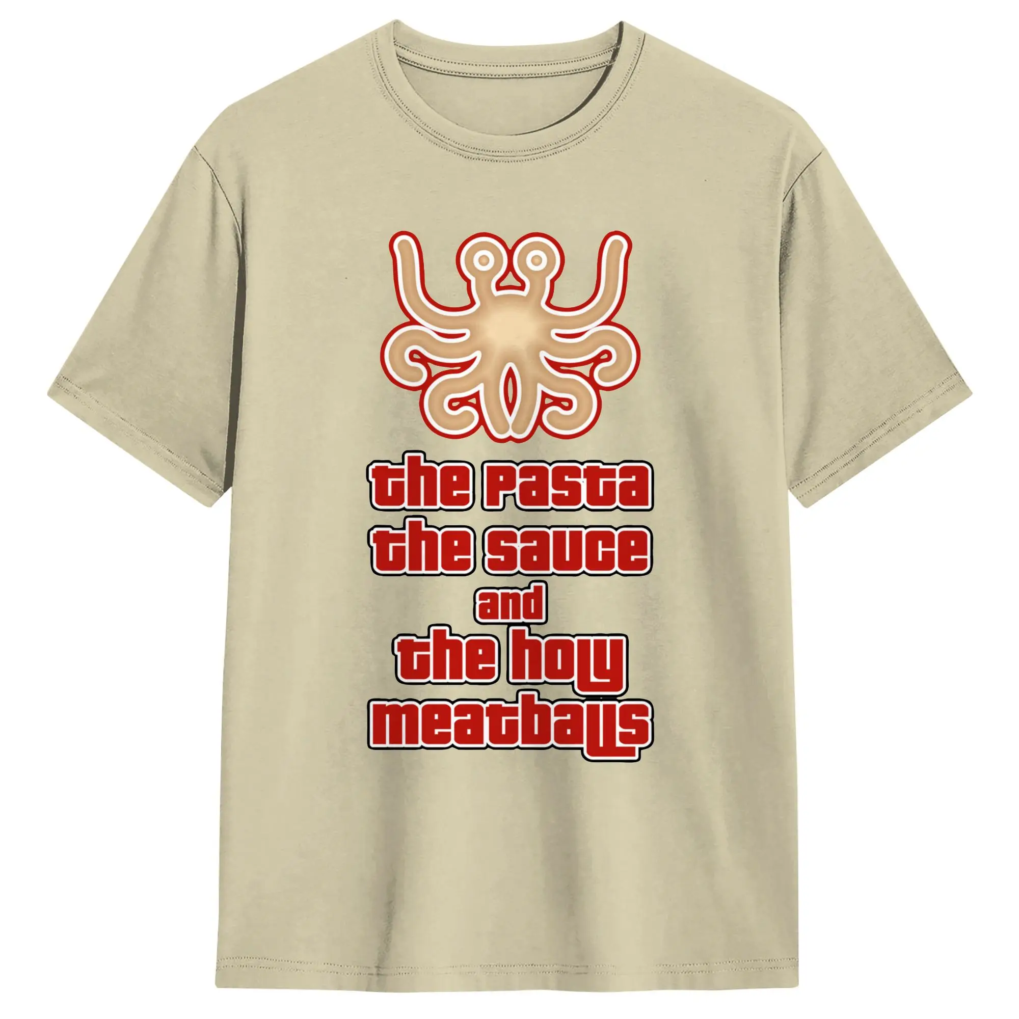 The Paste the Sauce and the Holy Meatballs T-Shirts Flying Spaghetti Monsterism Pastafarianism FSM Pure Cotton T Shirts Clothes