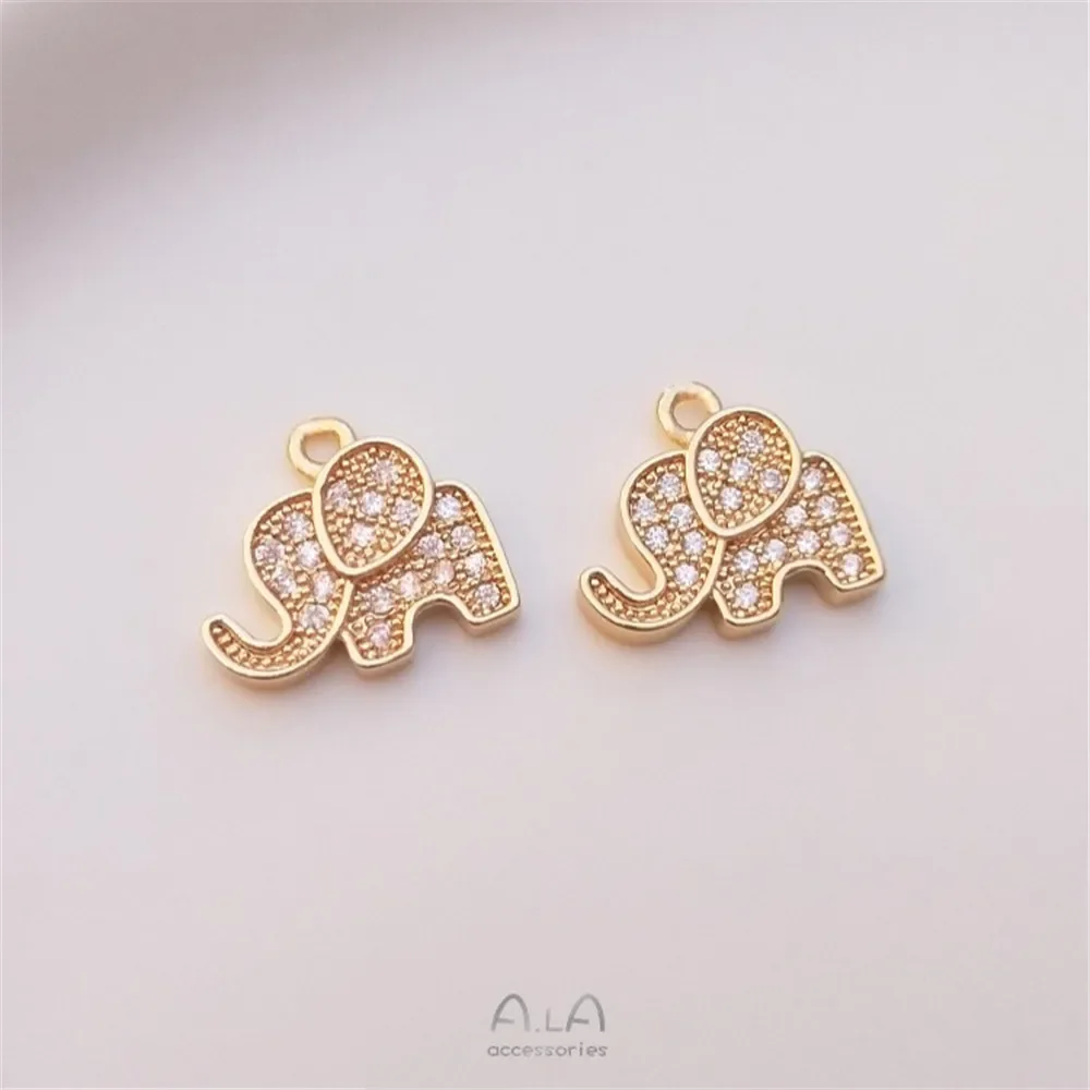 

Посылка из 14-каратного золота, милый циркон, маленький медвежонок, слон и кошка, кулон, браслет «сделай сам», серьги, аксессуары для подвесок K117