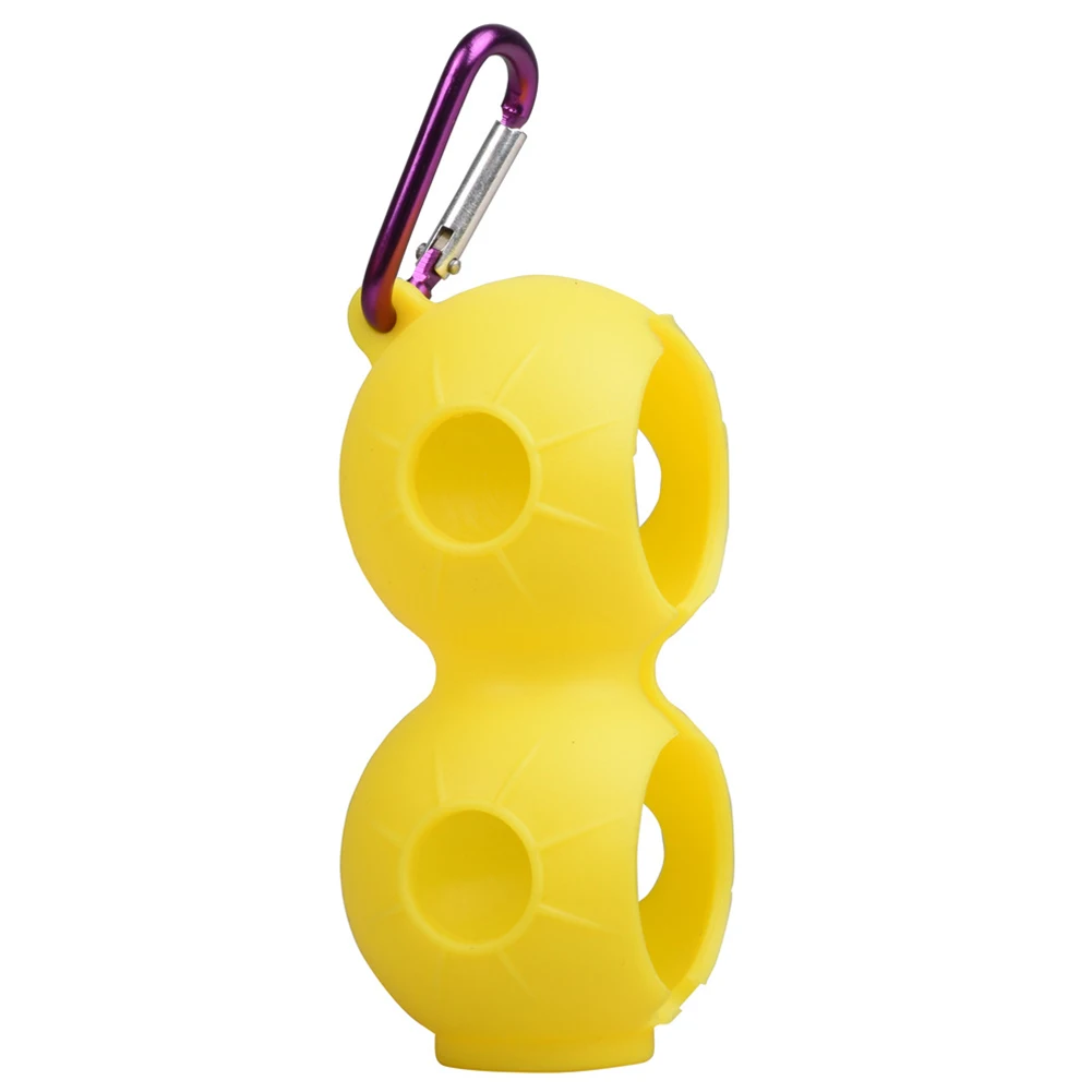 High Quality Silicone Golf Ball Holder 2 Balls Protective Cover with Buckle and Carabiner keychain in 6 Colors