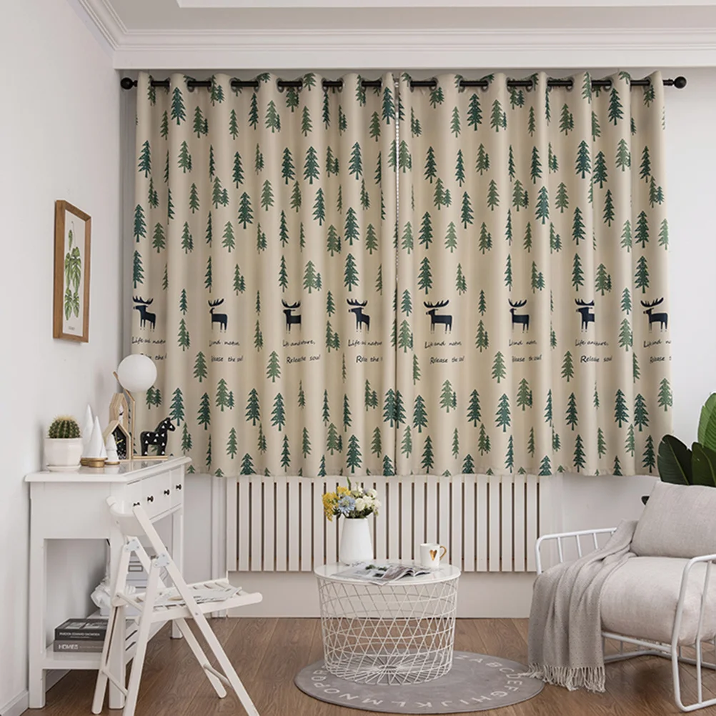 

1 pc Elk Print Polyester Curtain 100X200Cm Light Green Soft Skin-Friendly Room Darkening Window Curtain For Living Room Bedroom