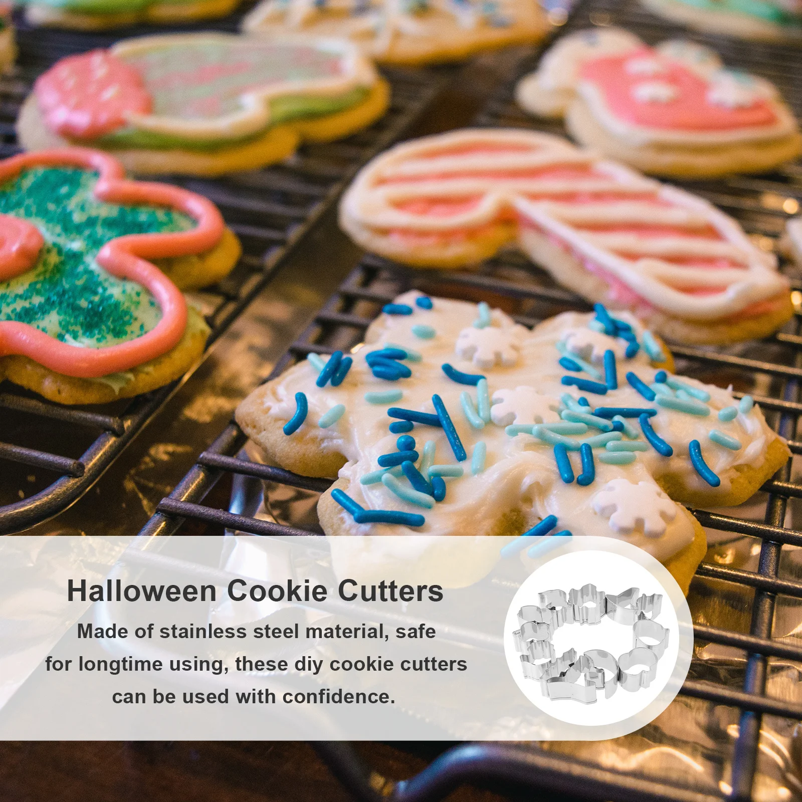 

12Pcs Halloween Cookie Cutters Stainless Steel Mini Molds for Baking DIY Party Supplies Cookie Cutter Dough Cutter