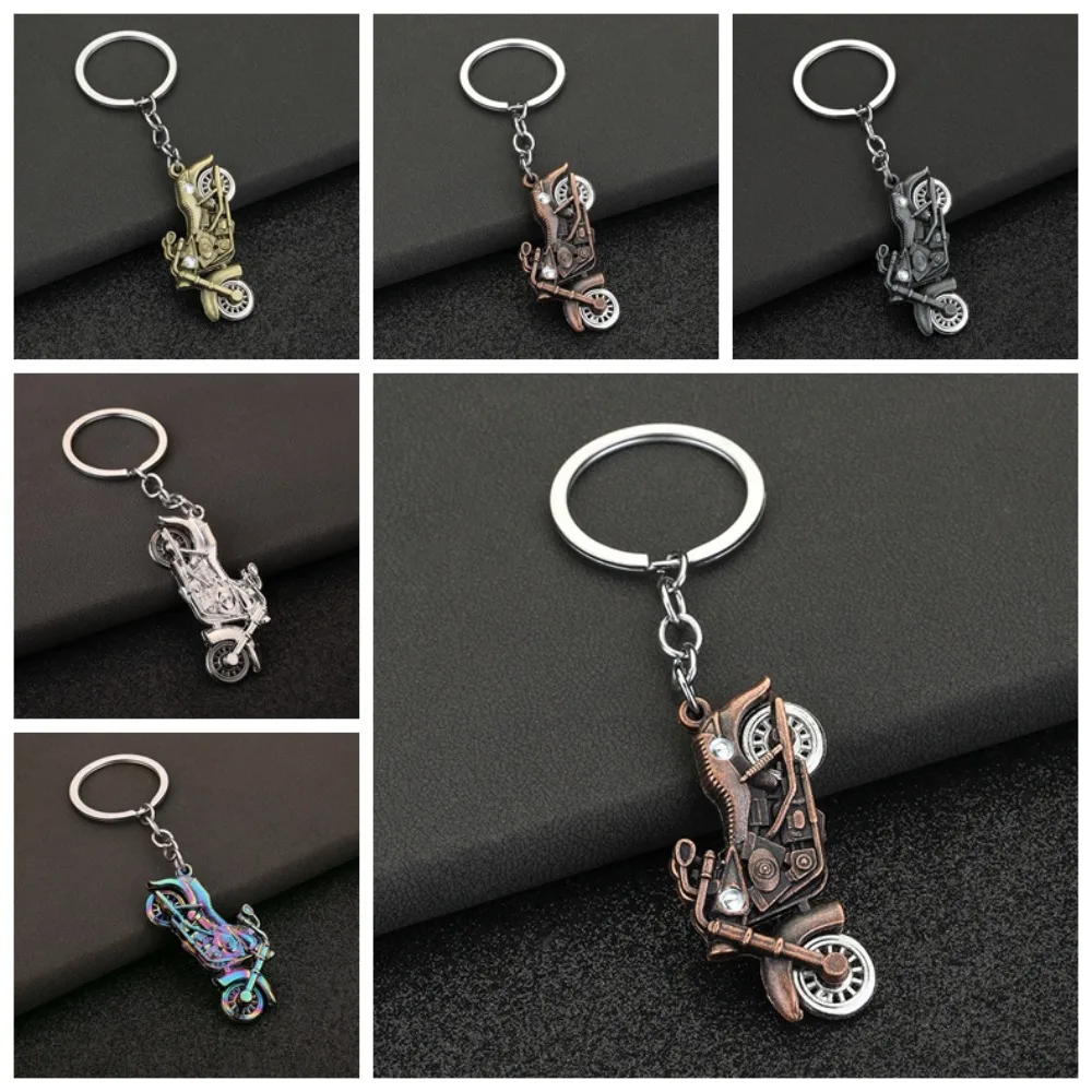 Mini Motorcycle Model Keyring Simulation Motorcycle Pendant Cute Simulation Car Keychain Cool Metal 3D Model Key Ring Men Gift