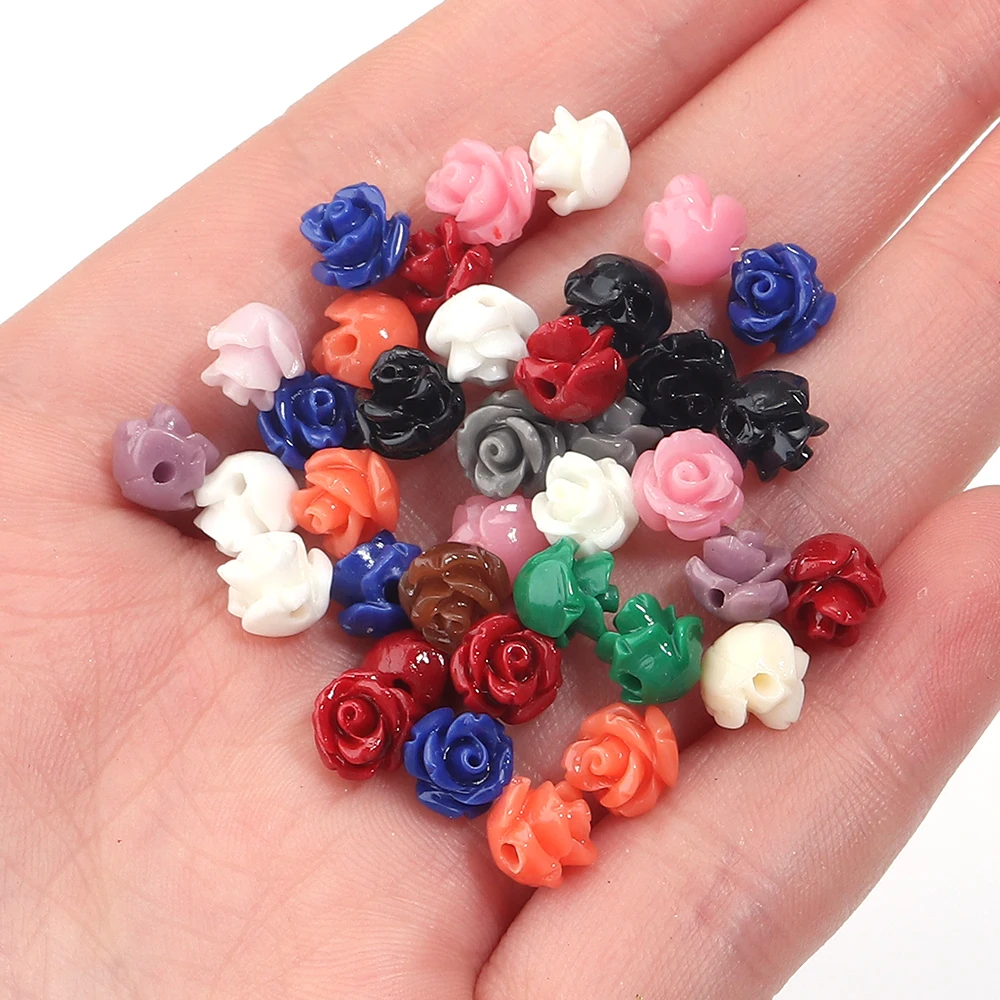 30 Teile/beutel Harz Korallen Blume Perlen 7mm Bunte Lose Spacer Perlen für Schmuck Machen DIY Armband Halskette Charme zubehör