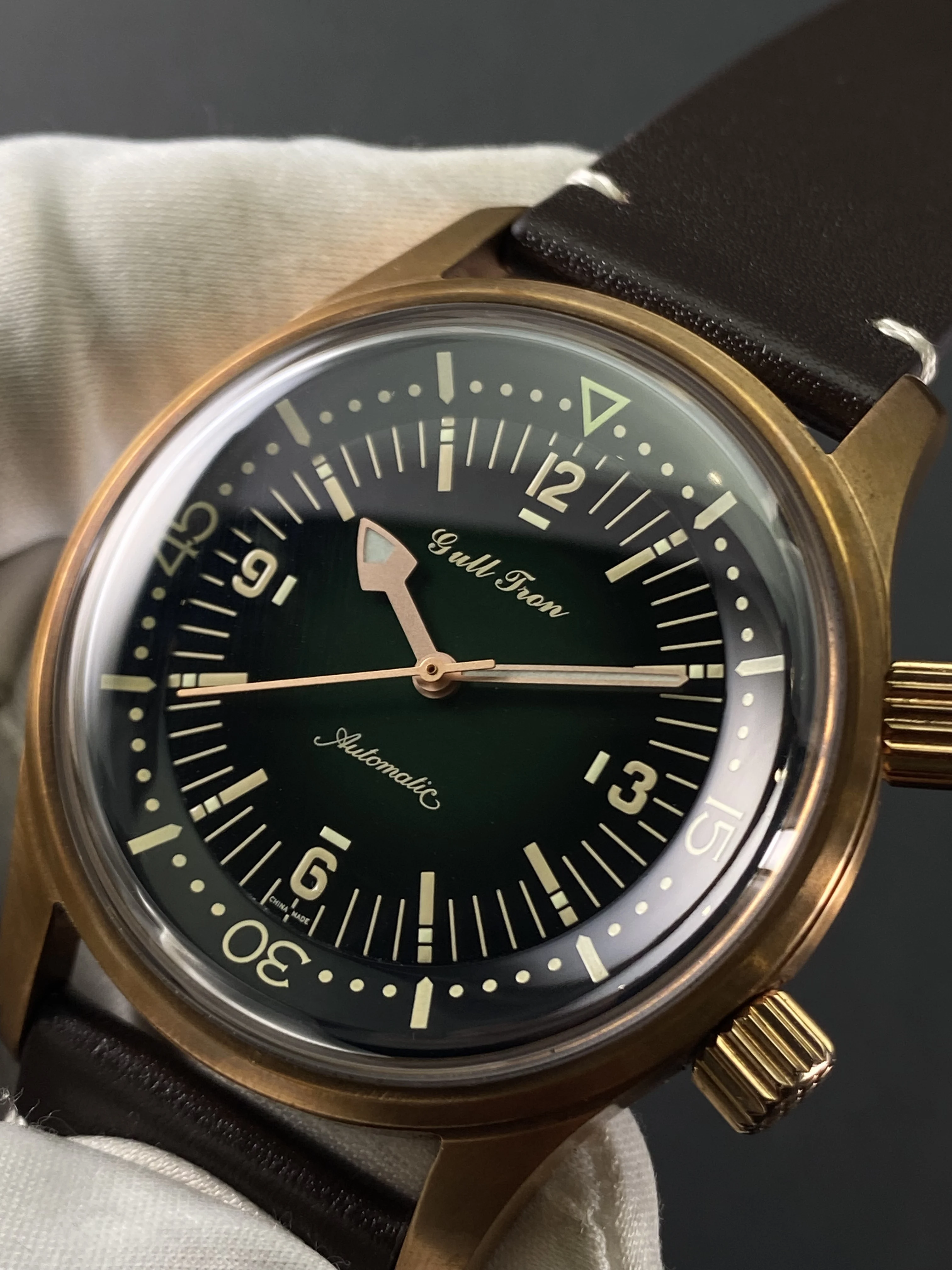 Legendary Diver Automatic Mechanical Men's Watch Bronze Night Blue Sapphire Bubble Mirror Seagull 2824 Movement Custom L Logo