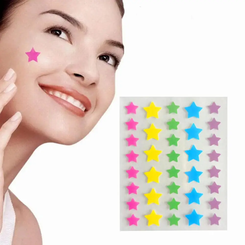 36pcs/Bag Colorful Star Shaped Acne Treatment Sticker Pimple Removal Anti-infection Skin Care