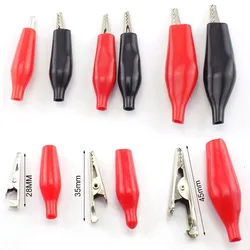 10pcs 28MM 35MM Metal Alligator Clip Crocodile Electrical Clamp Testing Probe Meter Black Red Plastic Boot DIY Car Auto Battery