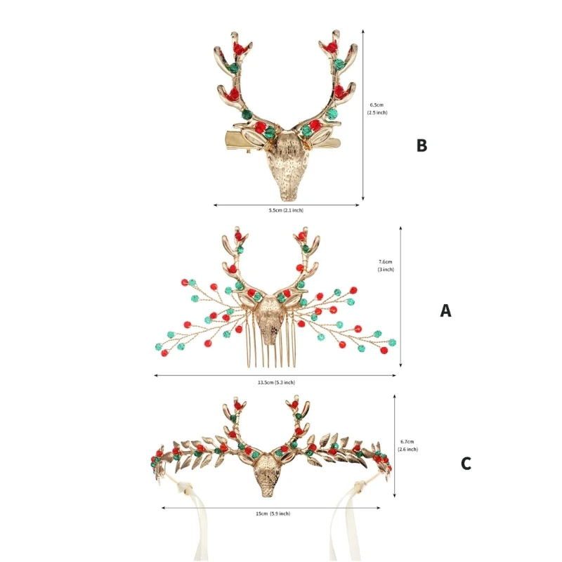 Christmas Theme Reindeer Hair Comb Festival Props Hairhoop Seasonal Props Holiday Celebration Party Gathering Barrette