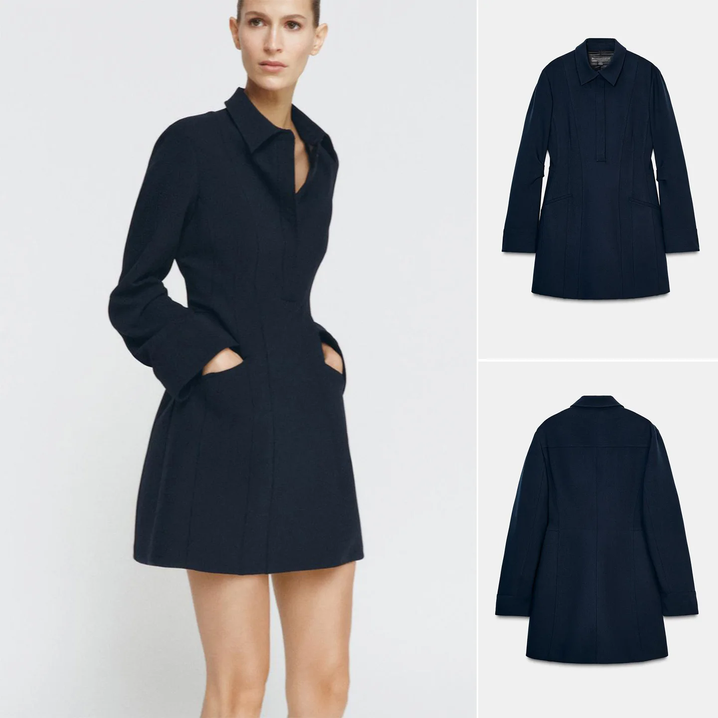 

Spring New Arrival Women's Casual Collared Long Sve A-Line Dr irt Sle Polyester Fiber Slim Fit Casual Dr