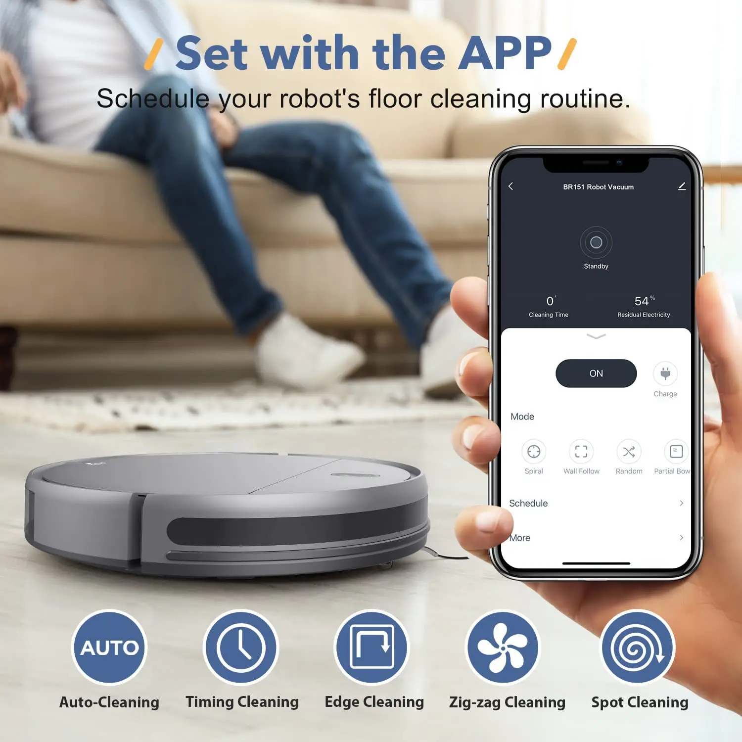 The sweeping robot automatically recharges, sweeps, drags and sucks.