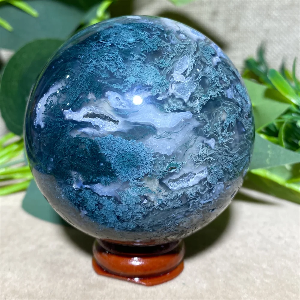 Natural Crystal Moss Agate Sphere Ball Home Decoration And  Witchcraft Supplies Anyolite Witch Spiritual Decor Wicca