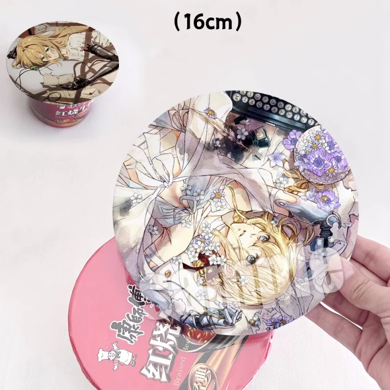 

Anime Violet Evergarden Big 16cm Badge Stand Figure Brooch Pins Noodles Instant Noodles Lid Cosplay Gift A7068