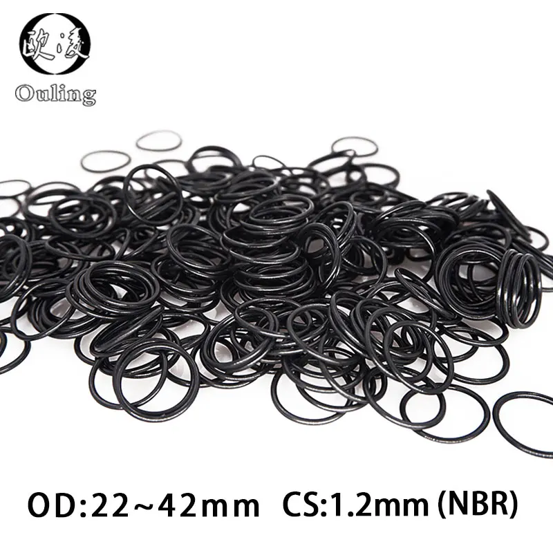 Черное резиновое кольцо 20 шт./лот, уплотнительное кольцо из NBR, толщина 1,2 мм, уплотнительное резиновое кольцо OD22/23/24/28/34/42 мм, уплотнительная прокладка, нитриловые кольца, шайба