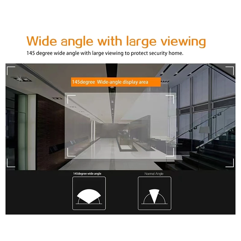 Sonnette de porte intelligente numérique HD, judas, document TFT, œil de porte, grand angle 4.3 °, moniteur de caméra de sécurité à domicile, 1MP, 145 pouces