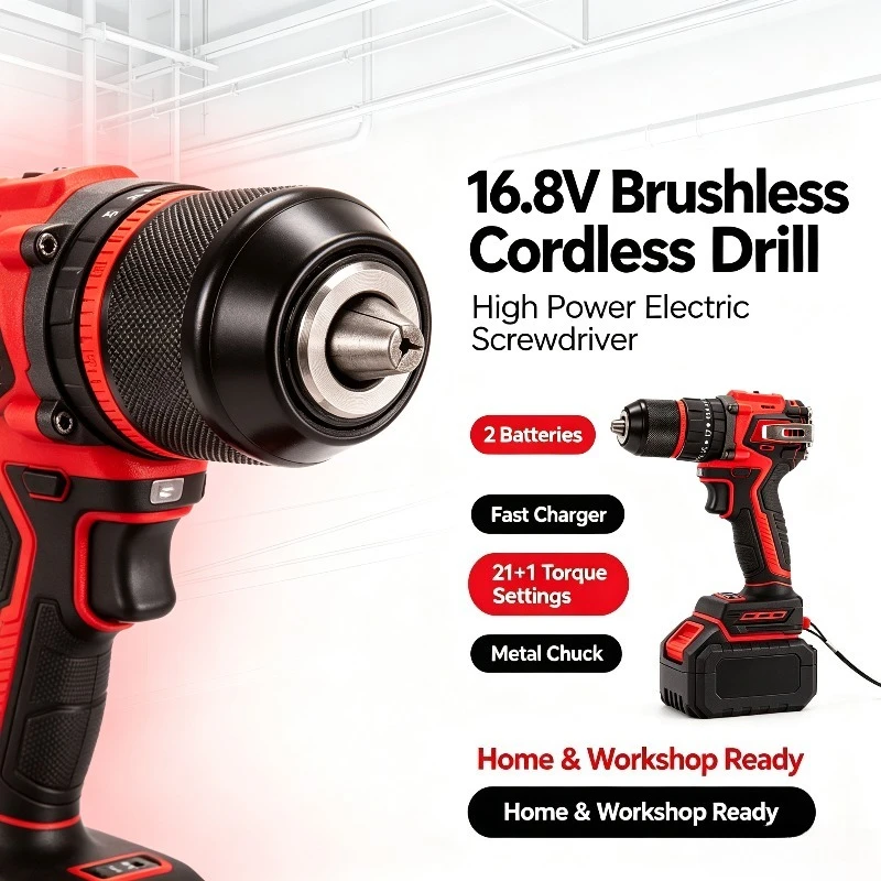 taladro inalambrico sin escobillas de 168v con 2 baterias y cargador destornillador electrico de alta potencia para taller domestico